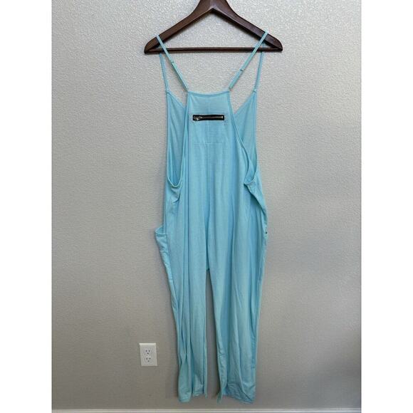 womens blue XL slouchy oversized jumpsuit cotton lounge travel casual boho beach - Picture 3 of 5